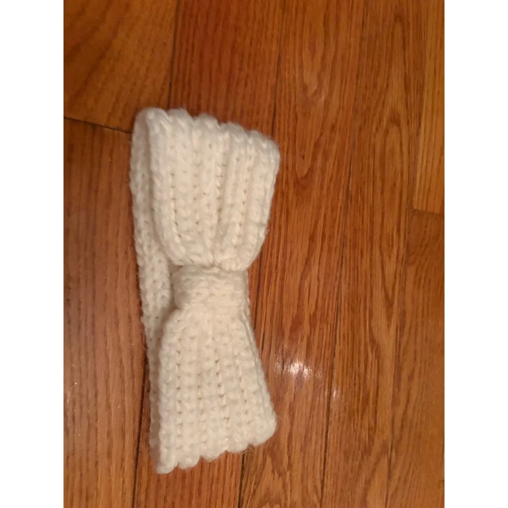 HM Divided Knit Headband Ear Warmer Bundle Black‎ Cream Braided Bow 3pc Set